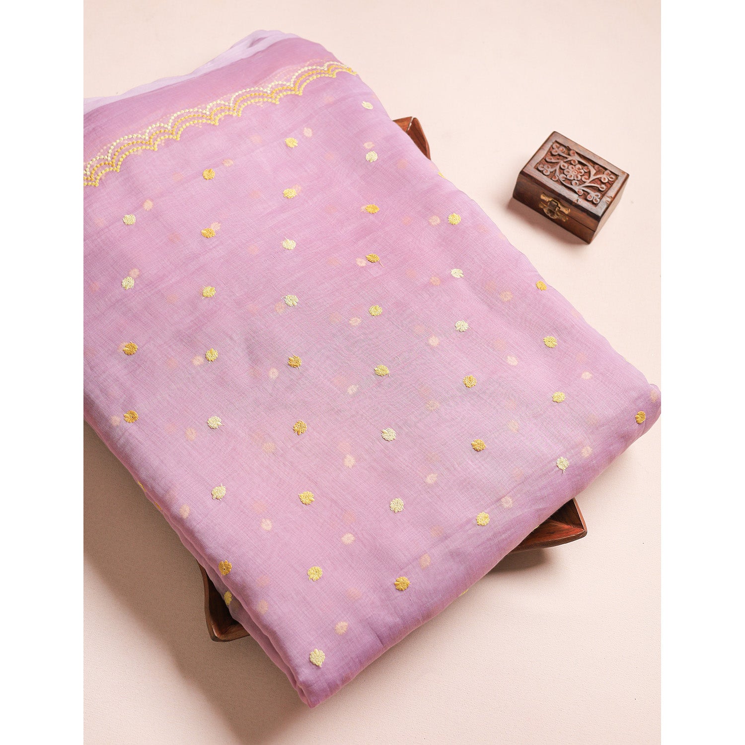 MUL CHANDERI EMBROIDERED FABRICS