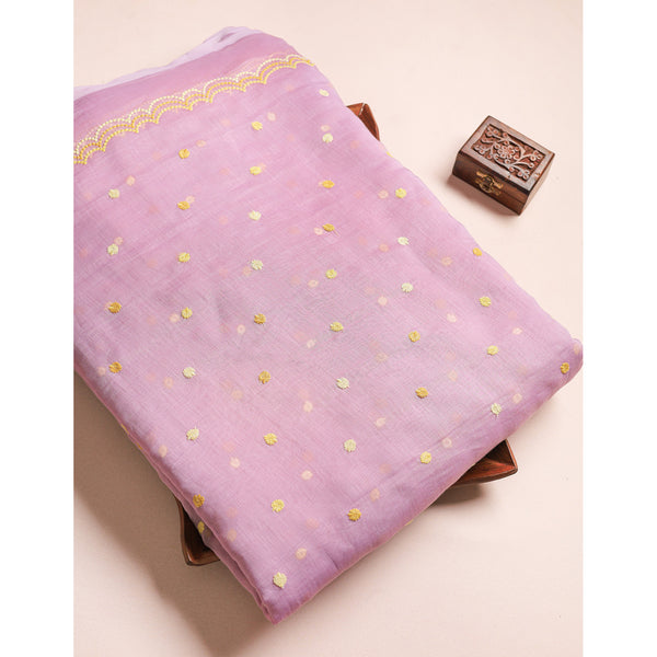 MUL CHANDERI EMBROIDERED FABRICS