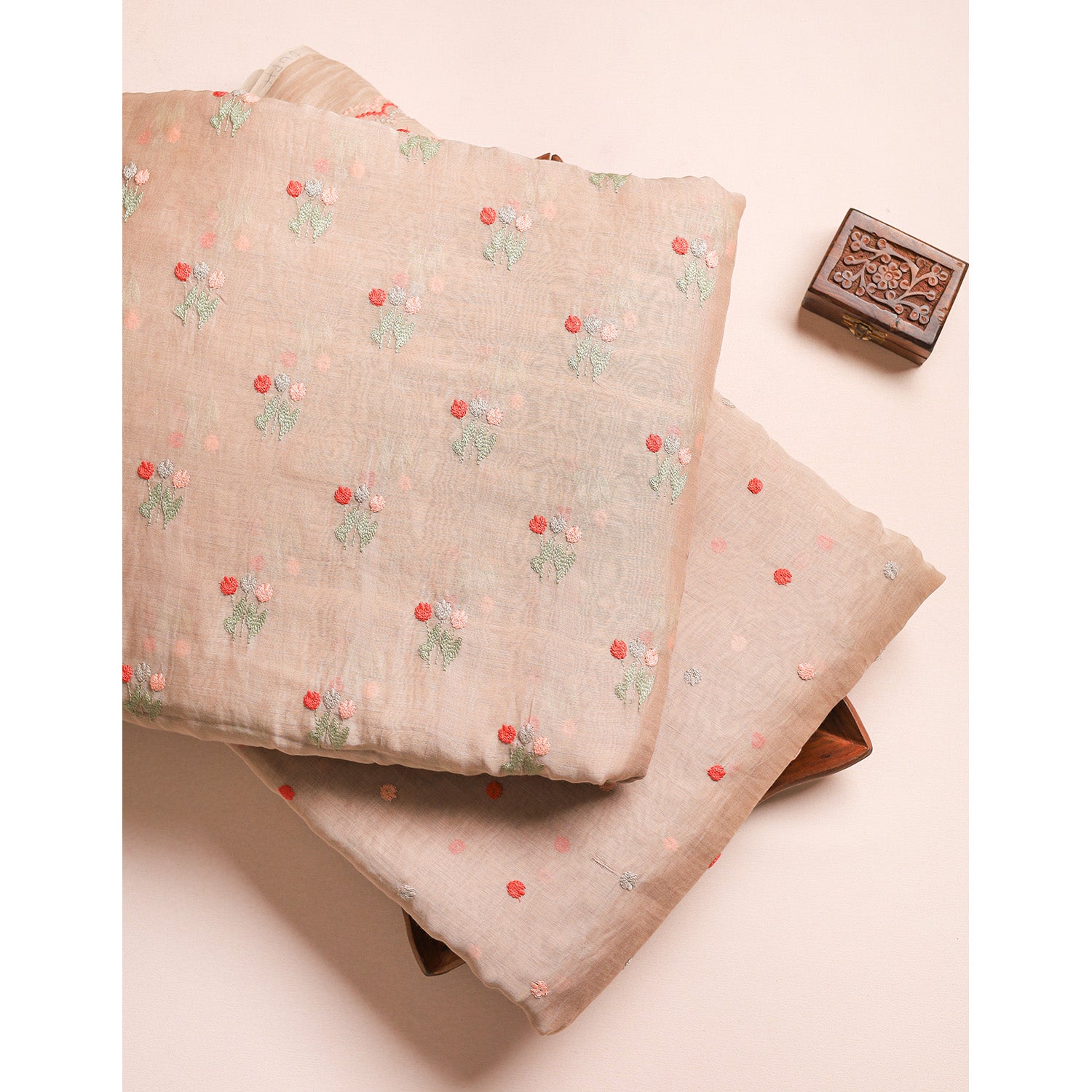 MUL CHANDERI EMBROIDERED FABRICS