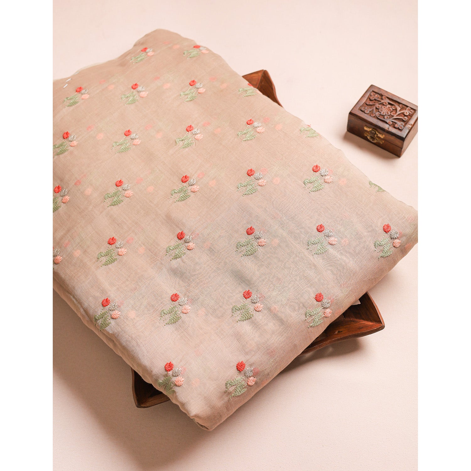 MUL CHANDERI EMBROIDERED FABRICS