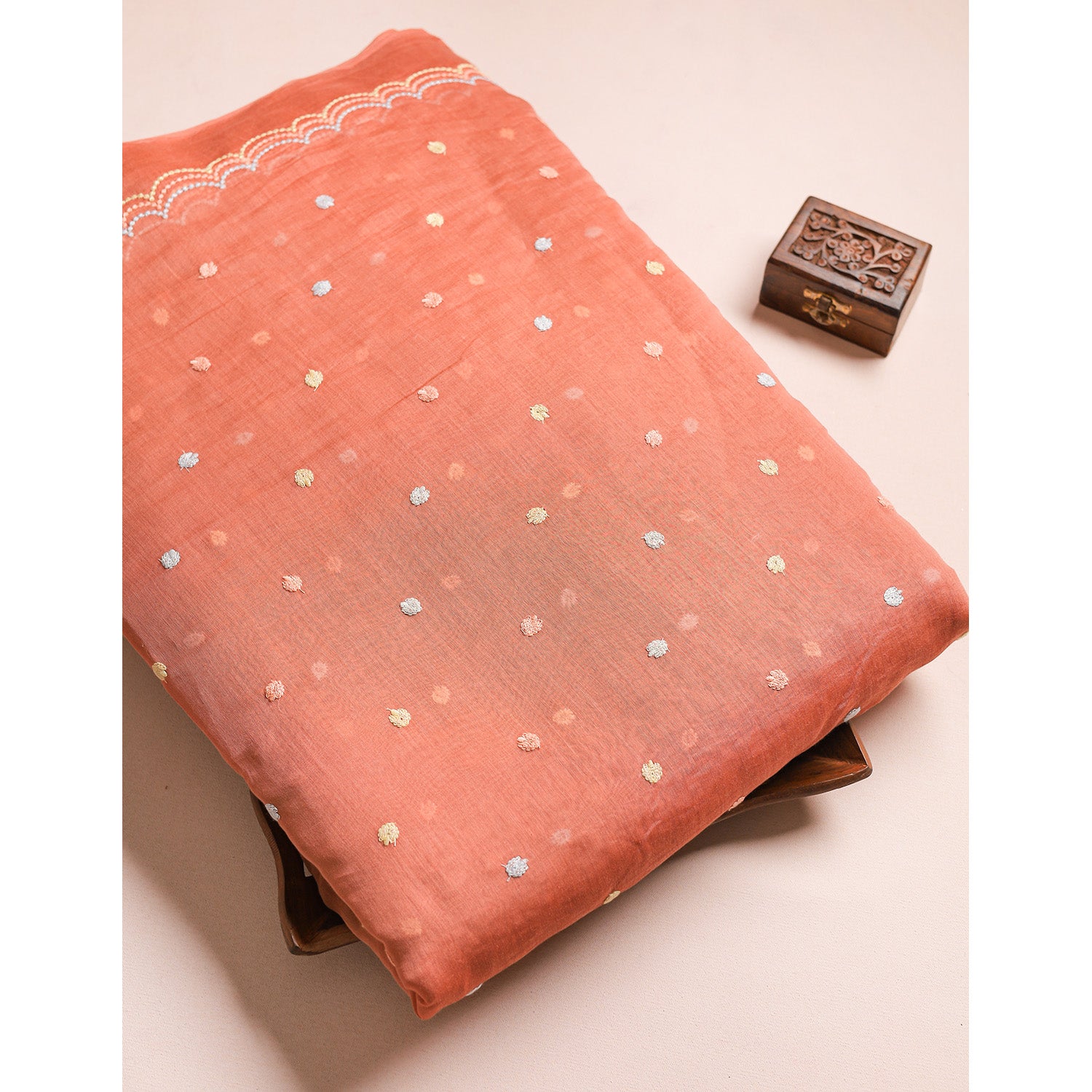 MUL CHANDERI EMBROIDERED FABRICS