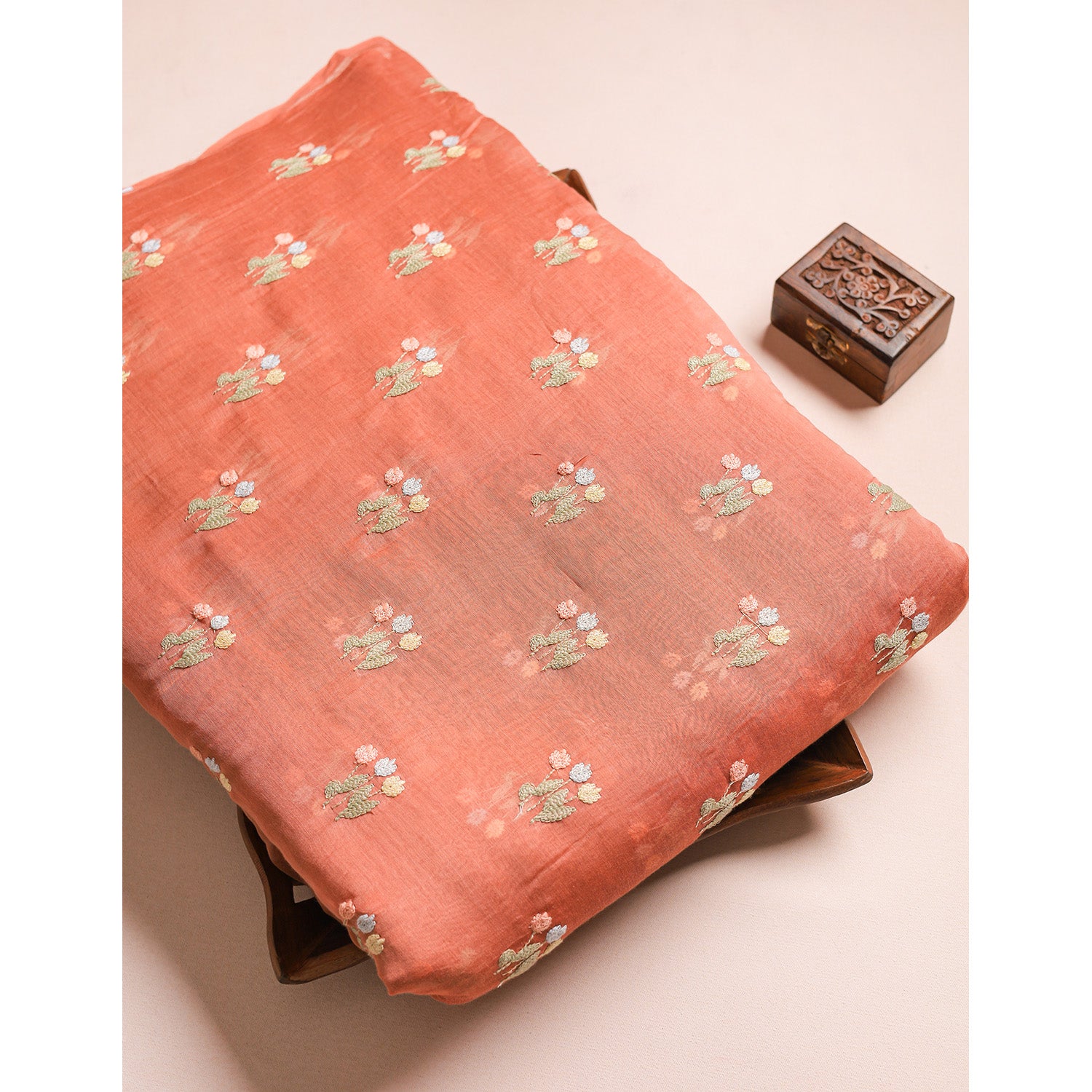 MUL CHANDERI EMBROIDERED FABRICS