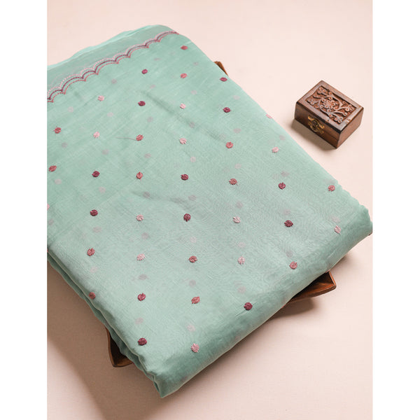 MUL CHANDERI EMBROIDERED FABRICS