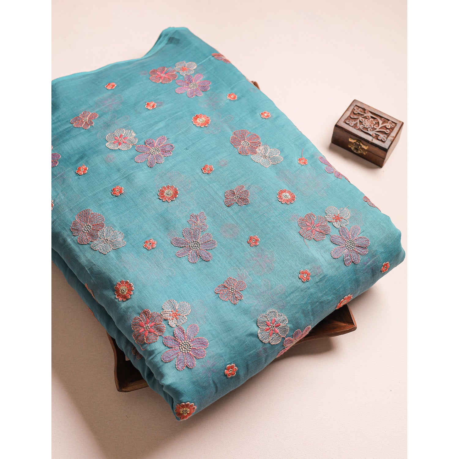 MUL CHANDERI EMBROIDERED FABRICS