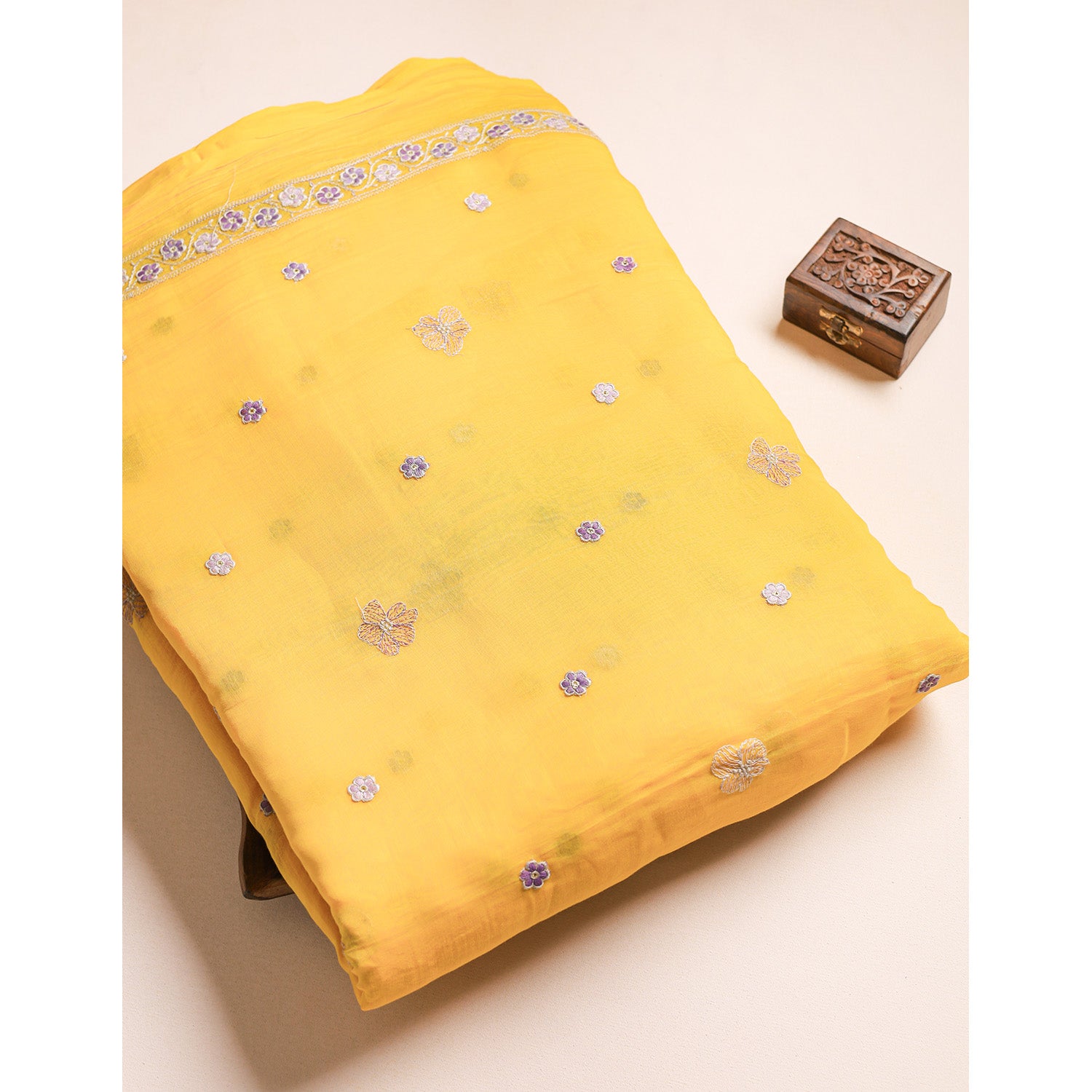 MUL CHANDERI EMBROIDERED FABRICS