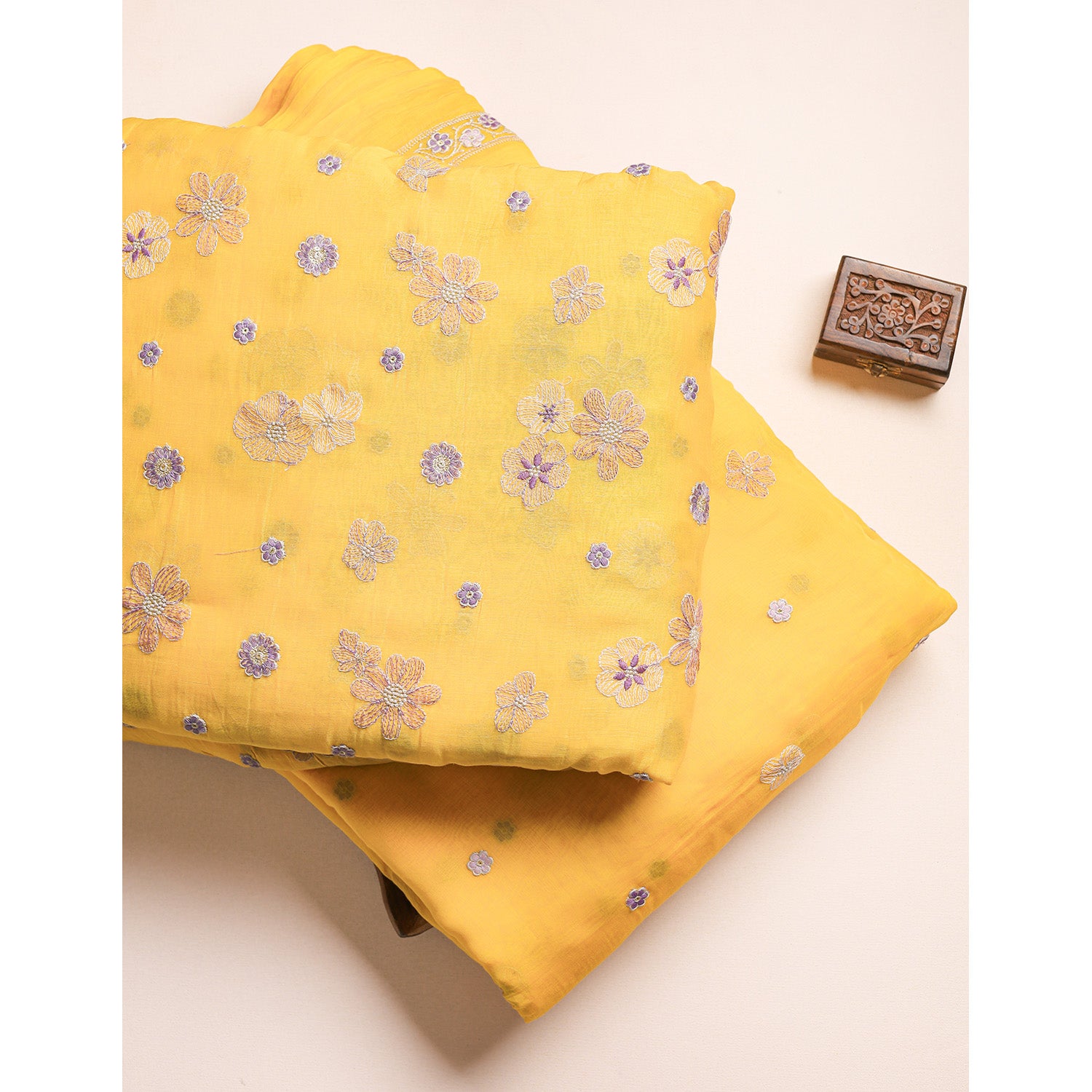 MUL CHANDERI EMBROIDERED FABRICS