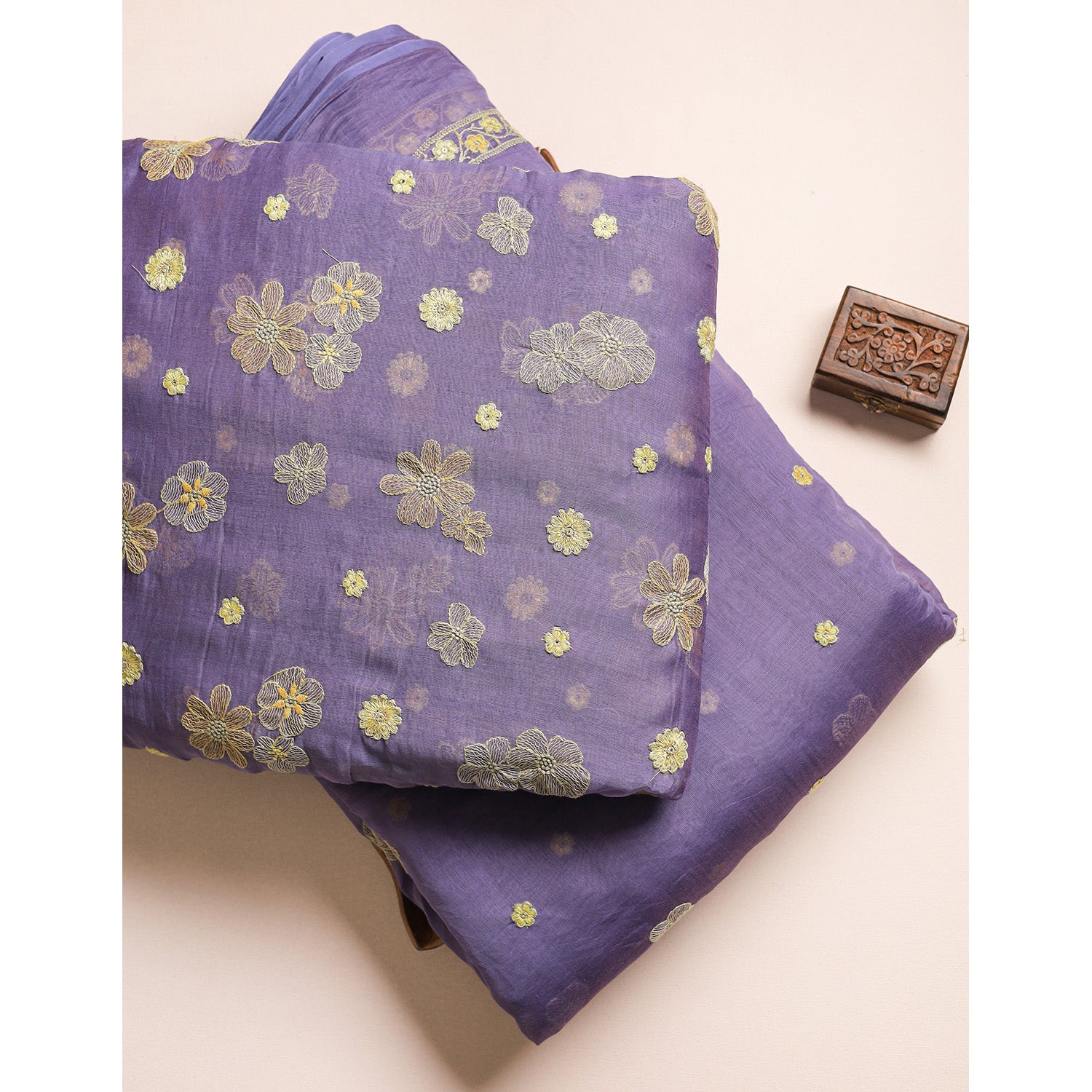 MUL CHANDERI EMBROIDERED FABRICS