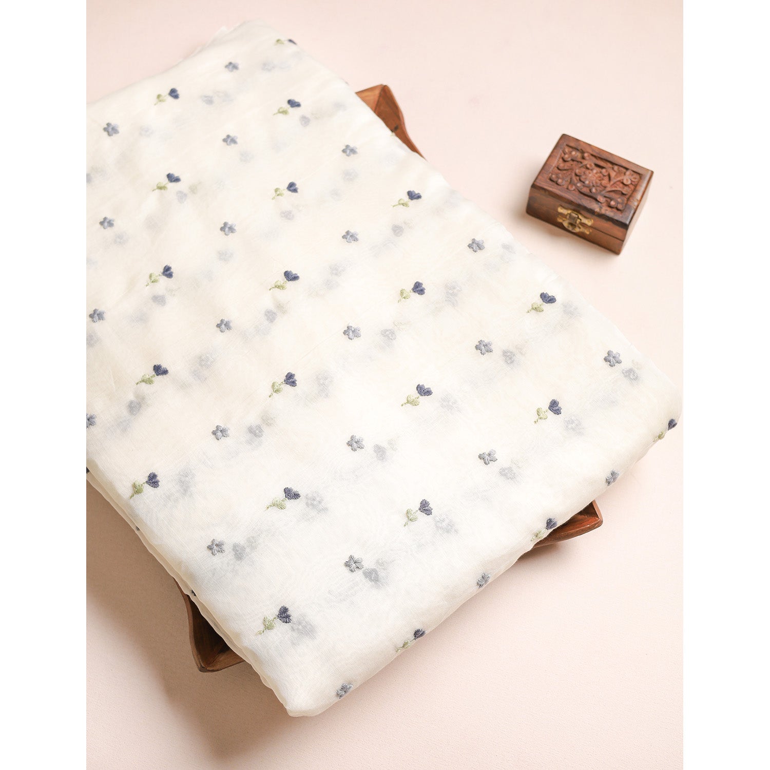 MALAI CHANDERI EMBROIDERED FABRIC