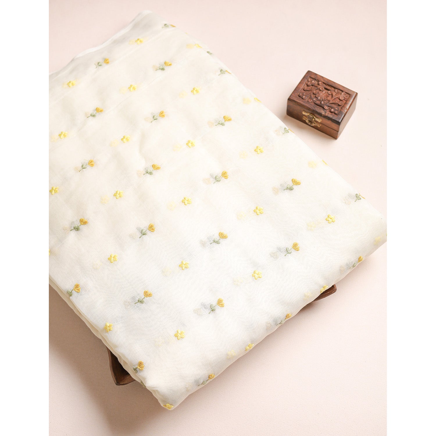 MALAI CHANDERI EMBROIDERED FABRIC