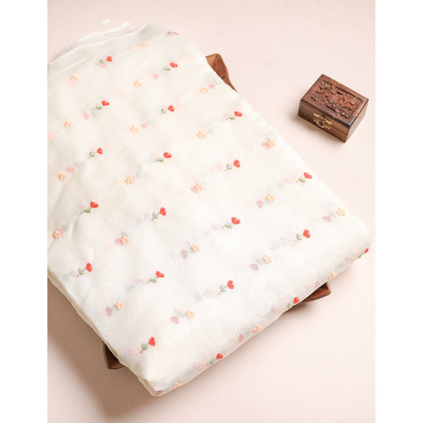 MALAI CHANDERI EMBROIDERED FABRIC