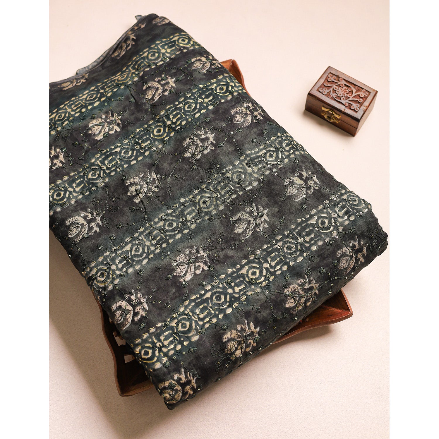 ERI SILK EMBROIDERED FABRIC