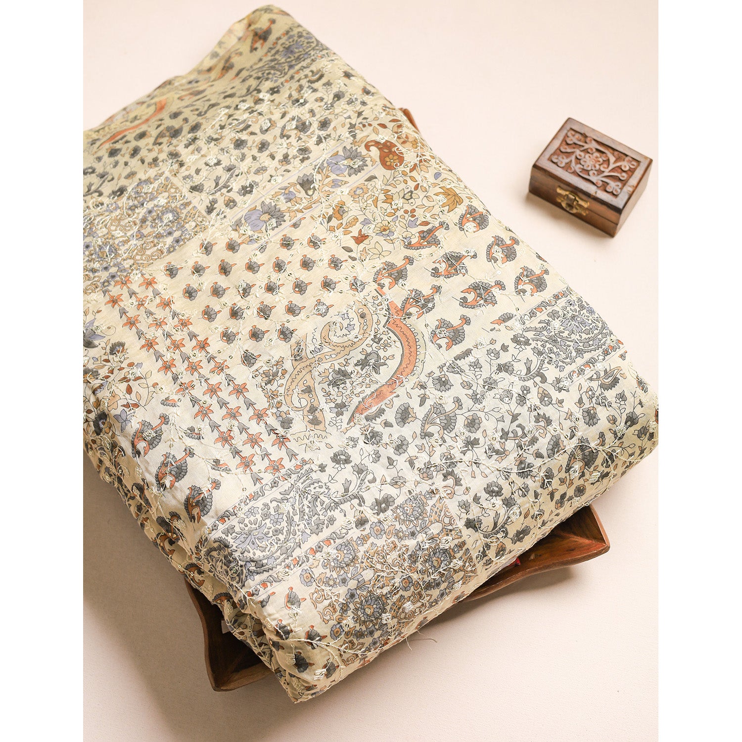 ERI SILK EMBROIDERED FABRIC