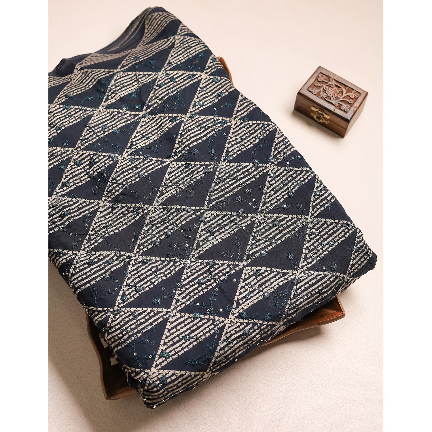 ERI SILK EMBROIDERED FABRIC