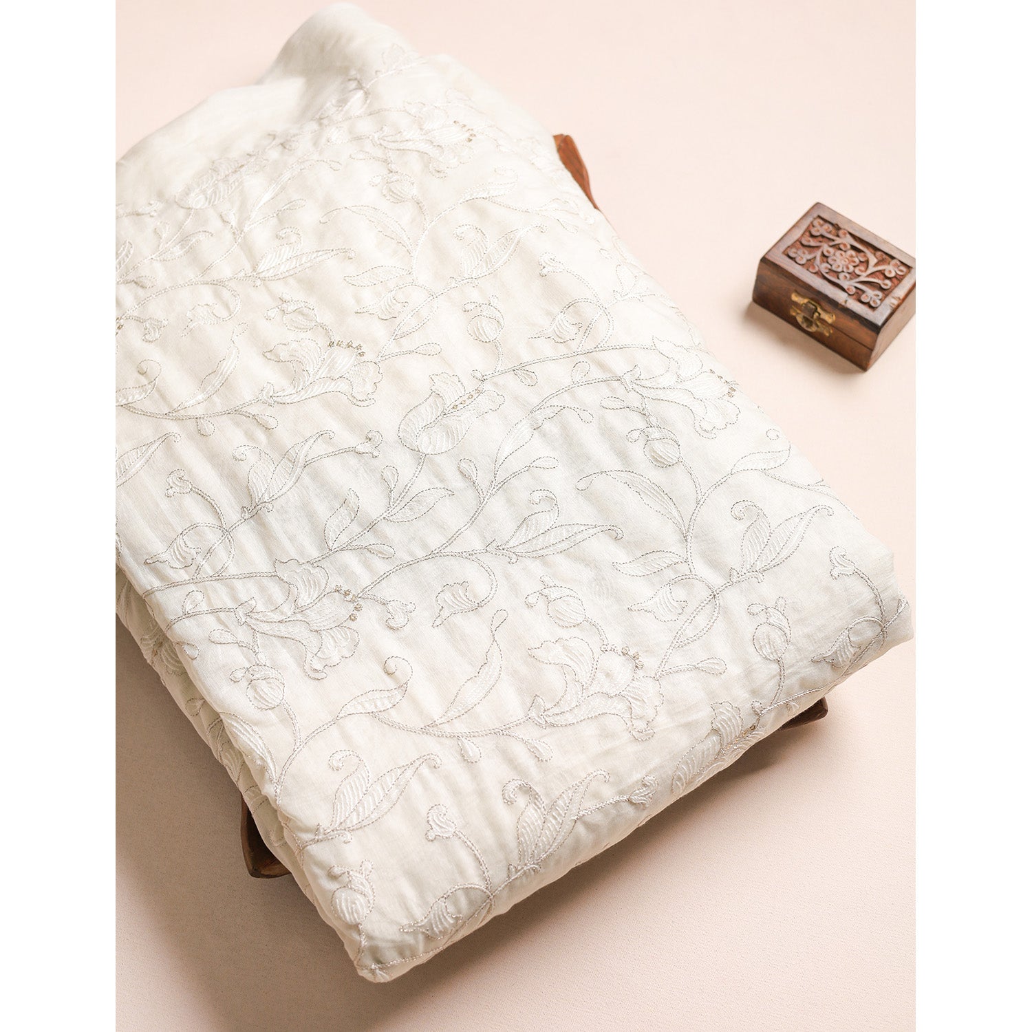 MALAI CHANDERI EMBROIDERED FABRIC