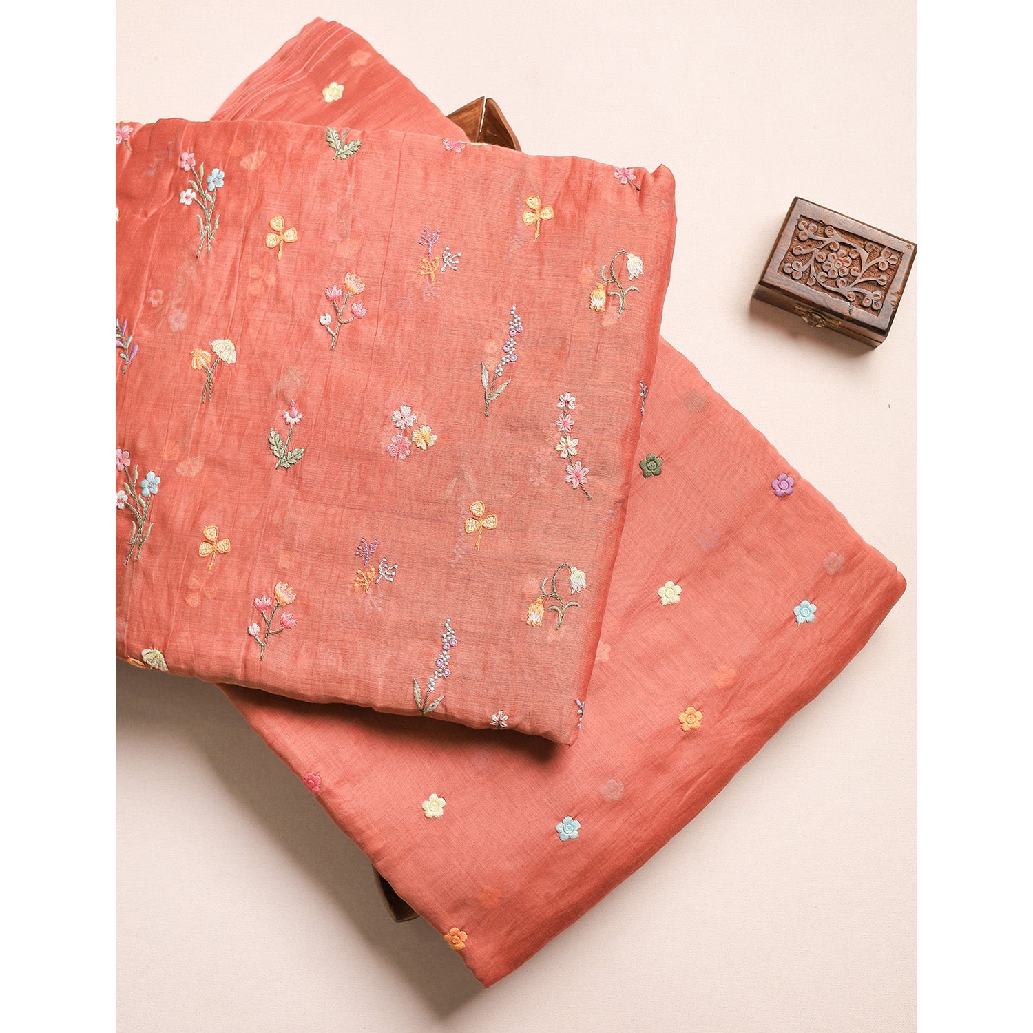 MUL CHANDERI EMBROIDERED FABRICS