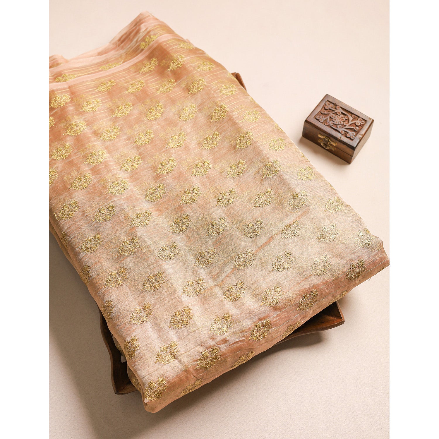 PURE TISSUE GOLD EMBROIDERED FABRIC