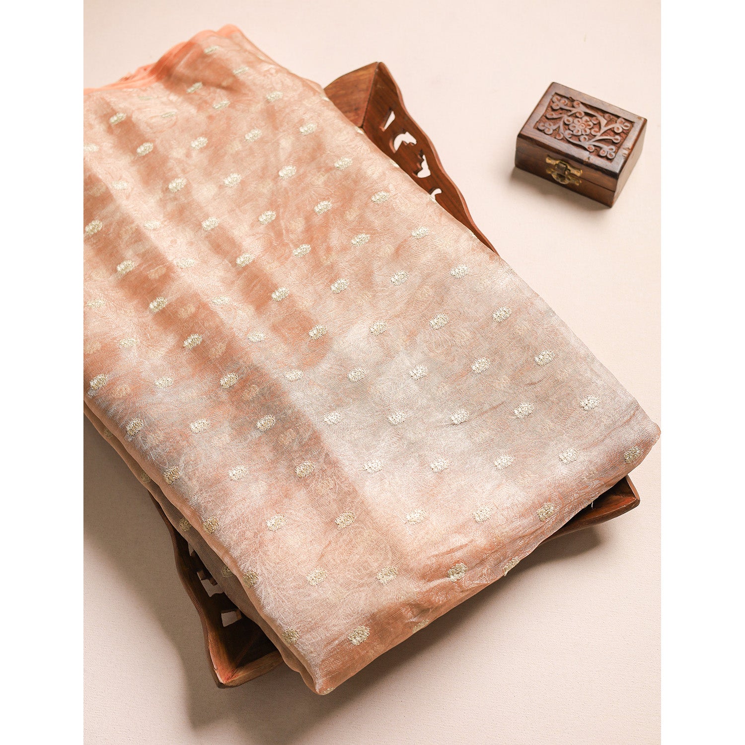 PURE TISSUE GOLD EMBROIDERED FABRIC