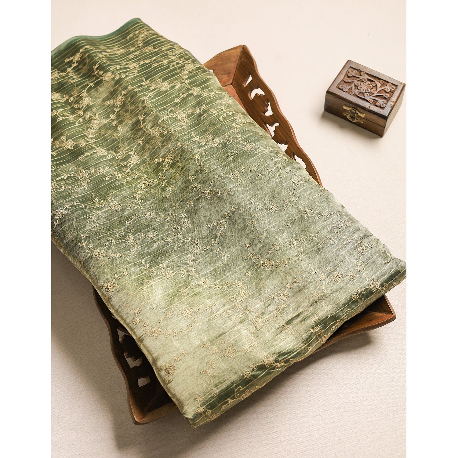 PURE TISSUE GOLD EMBROIDERED FABRIC