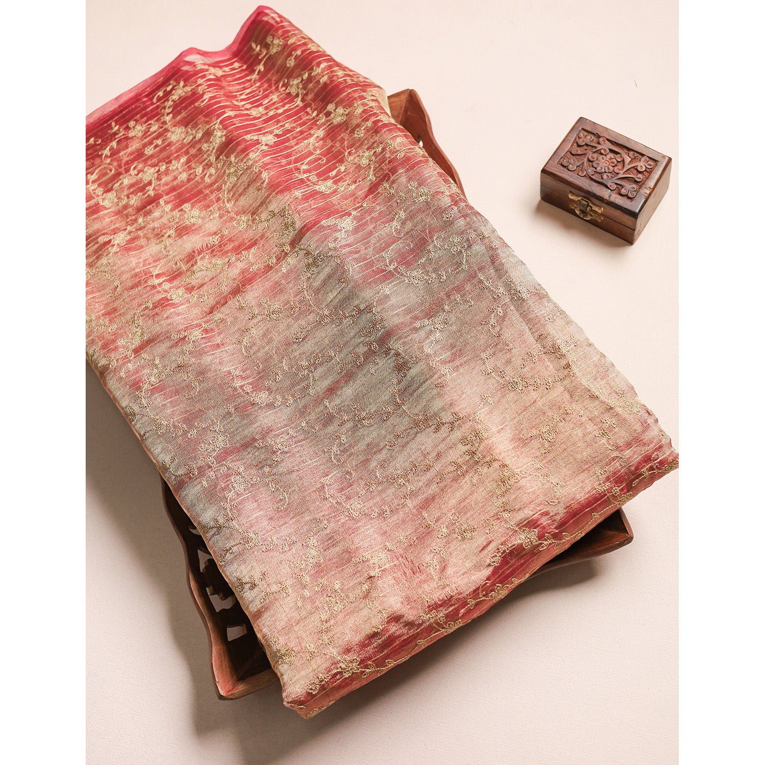 PURE TISSUE GOLD EMBROIDERED FABRIC