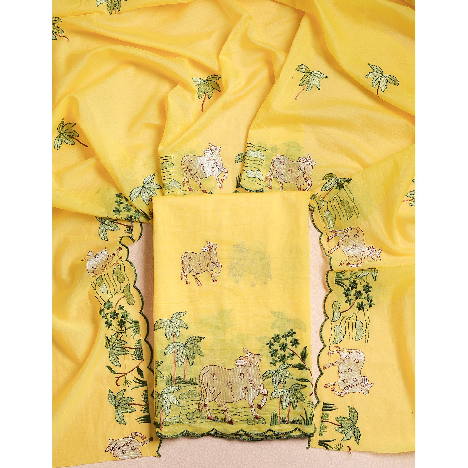 PICHWAI MALAI CHANDERI 2 PIECE SET
