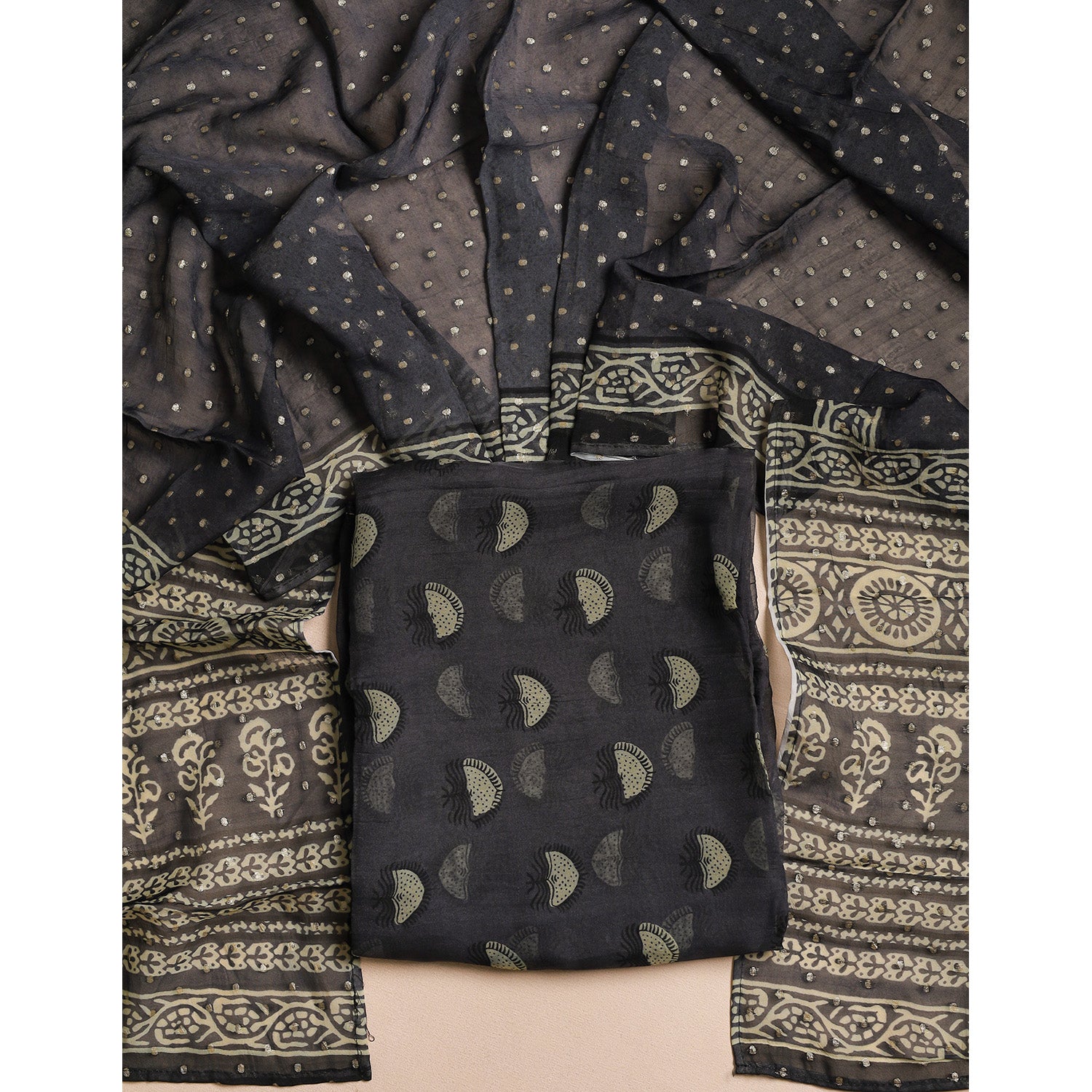 PURE VISCOSE ORGANZA JACQUARD 2 PIECE SUIT SET