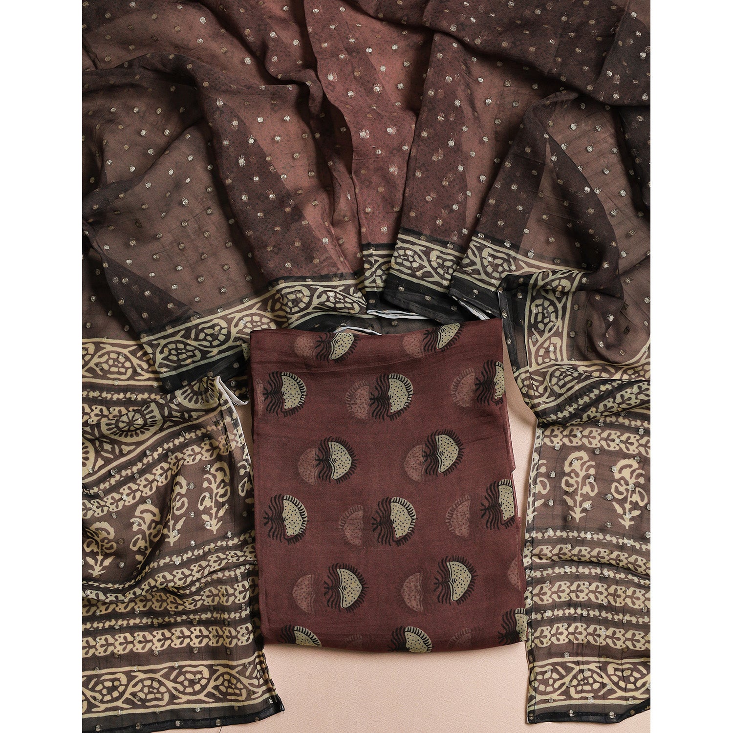 PURE VISCOSE ORGANZA JACQUARD 2 PIECE SUIT SET