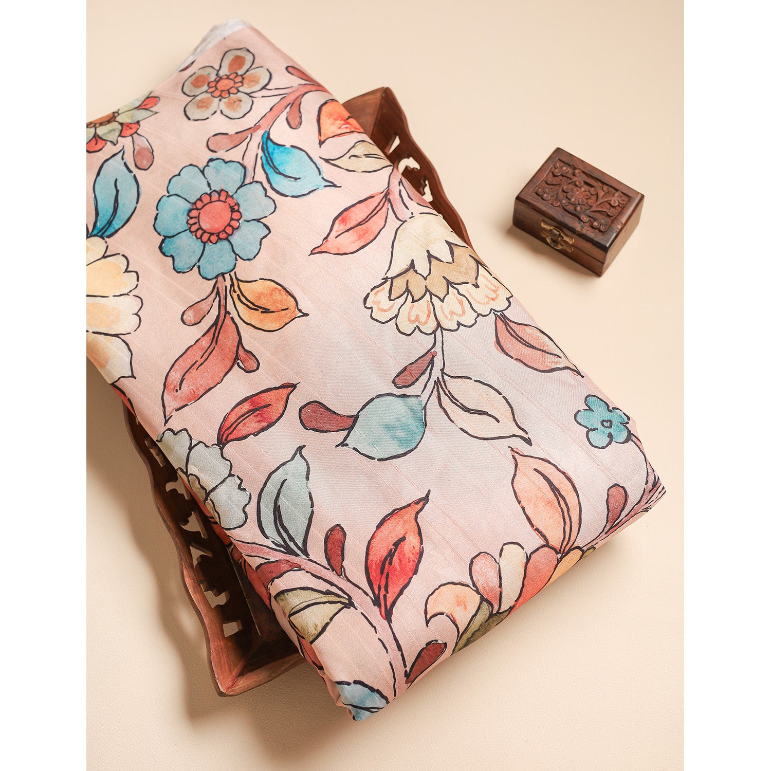 SEMI TUSSAR PRINTED FABRIC