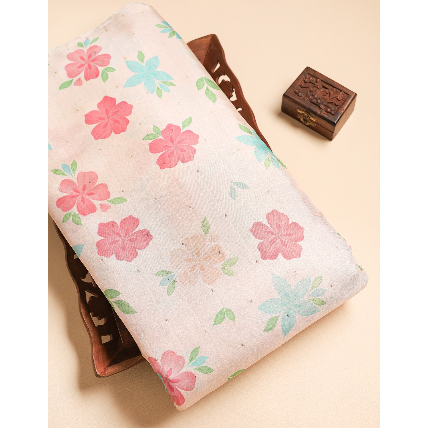 SEMI TUSSAR PRINTED FABRIC