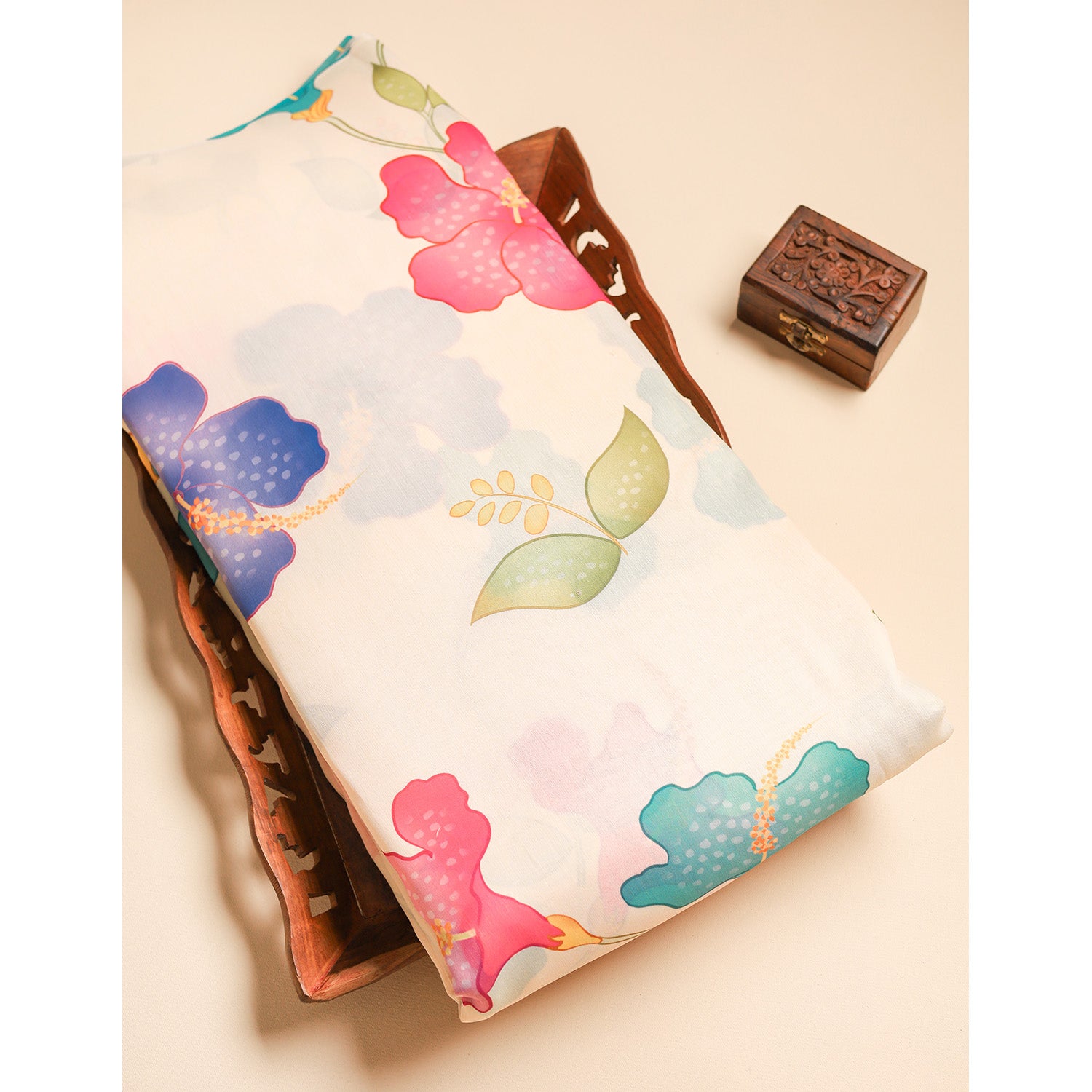 SEMI TUSSAR PRINTED FABRIC