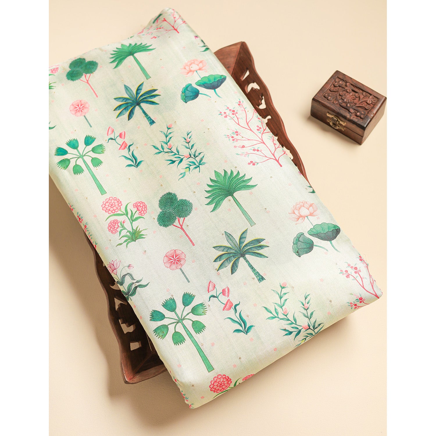 SEMI TUSSAR PRINTED FABRIC