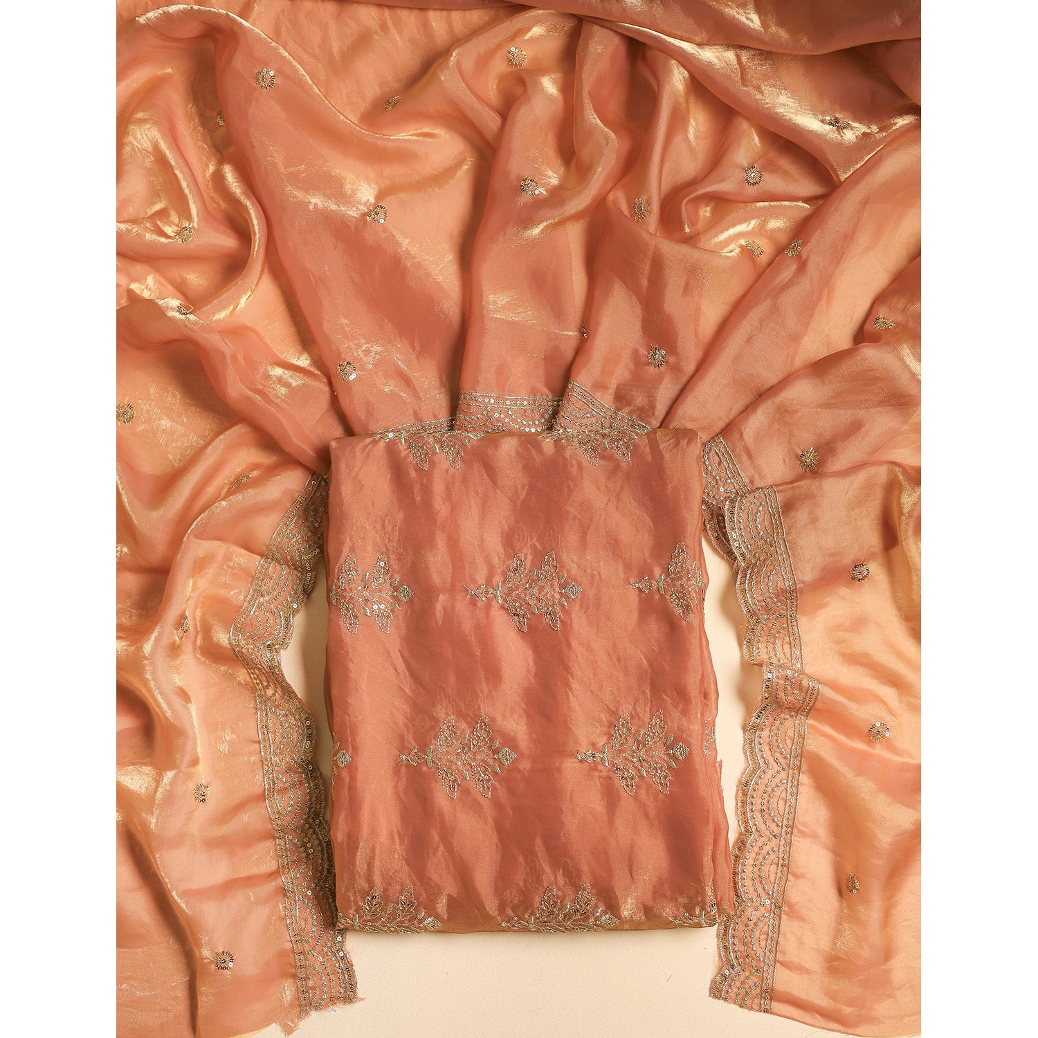 TISSUE SILK EMBROIDERED 2 PIECE SET