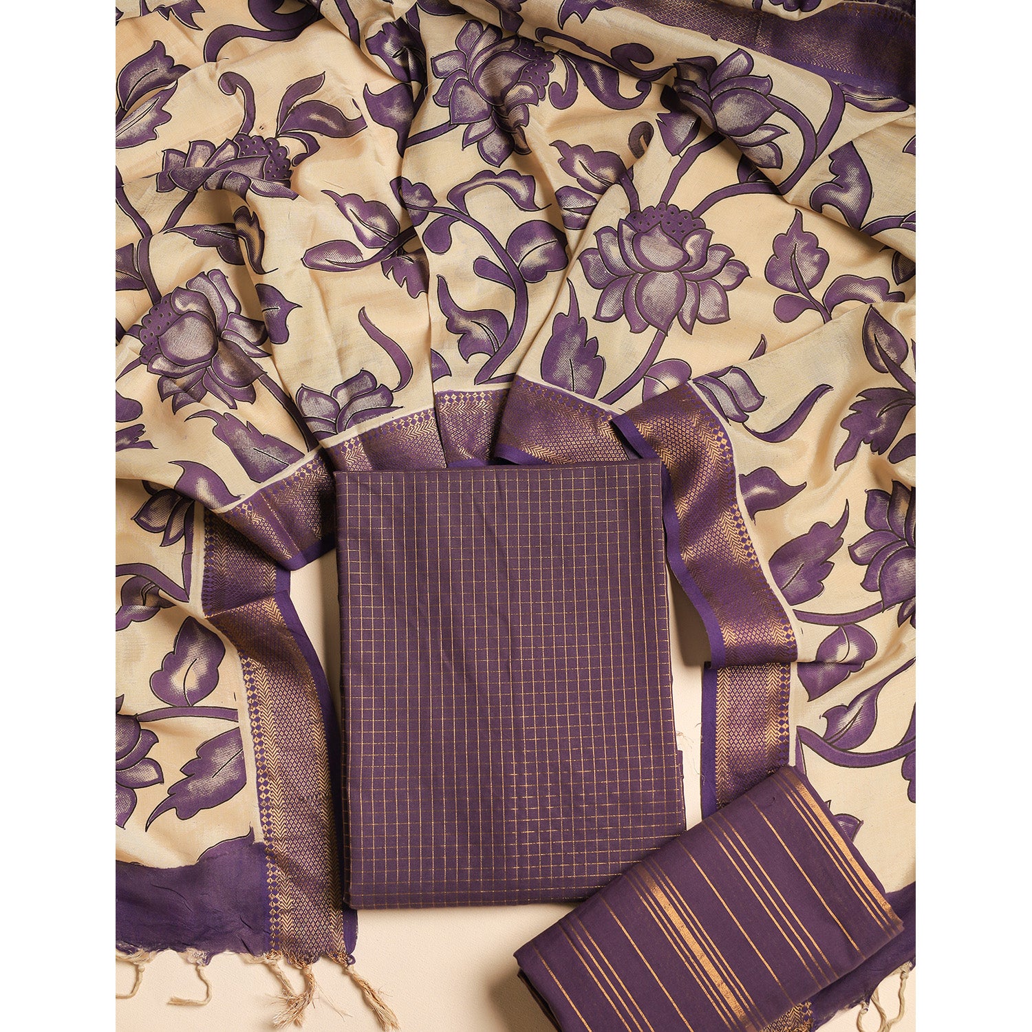 COTTON HANDLOOM LUREX SUIT SET