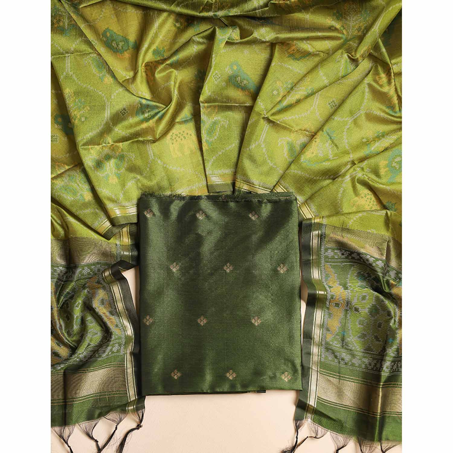 KANCHI SILK TOP WITH IKAT SILK DUPATTA