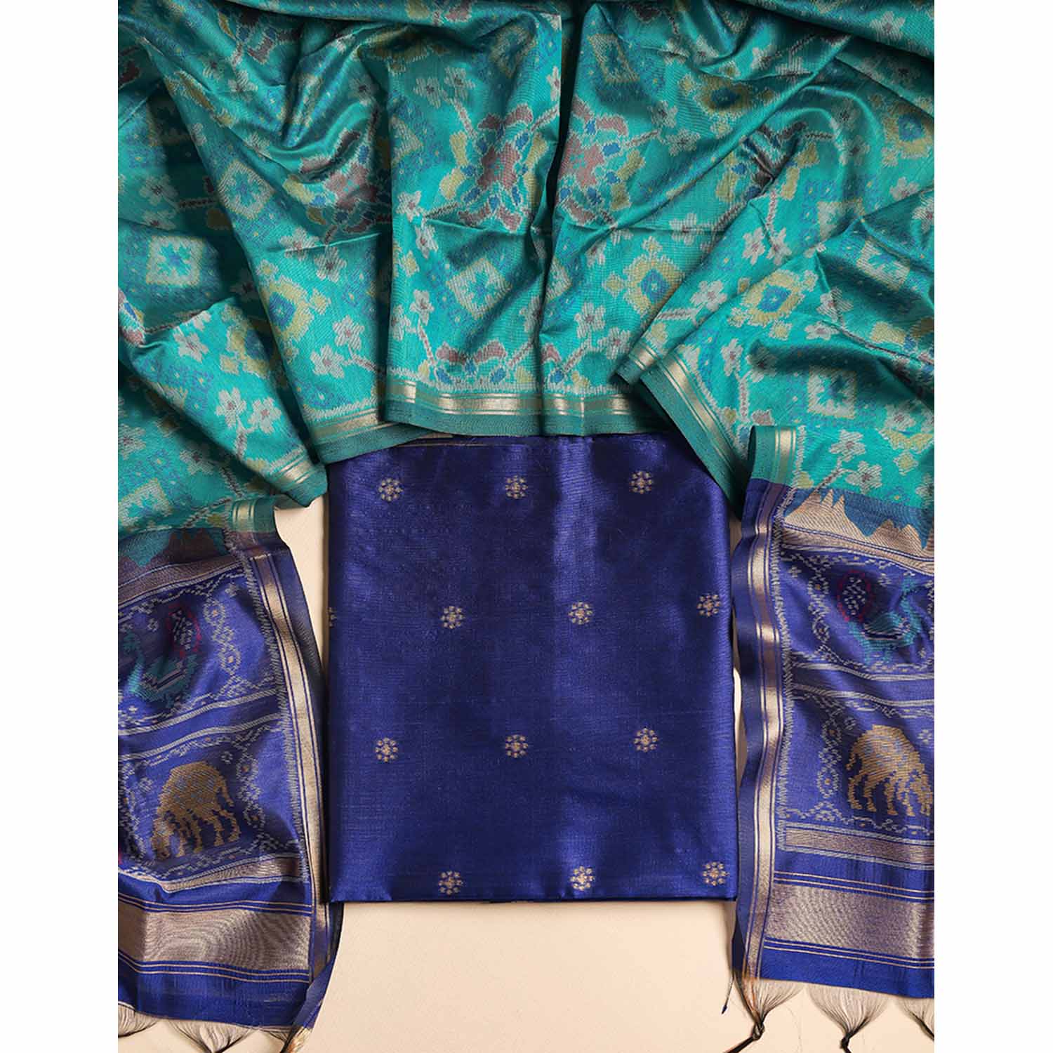 KANCHI SILK TOP WITH IKAT SILK DUPATTA