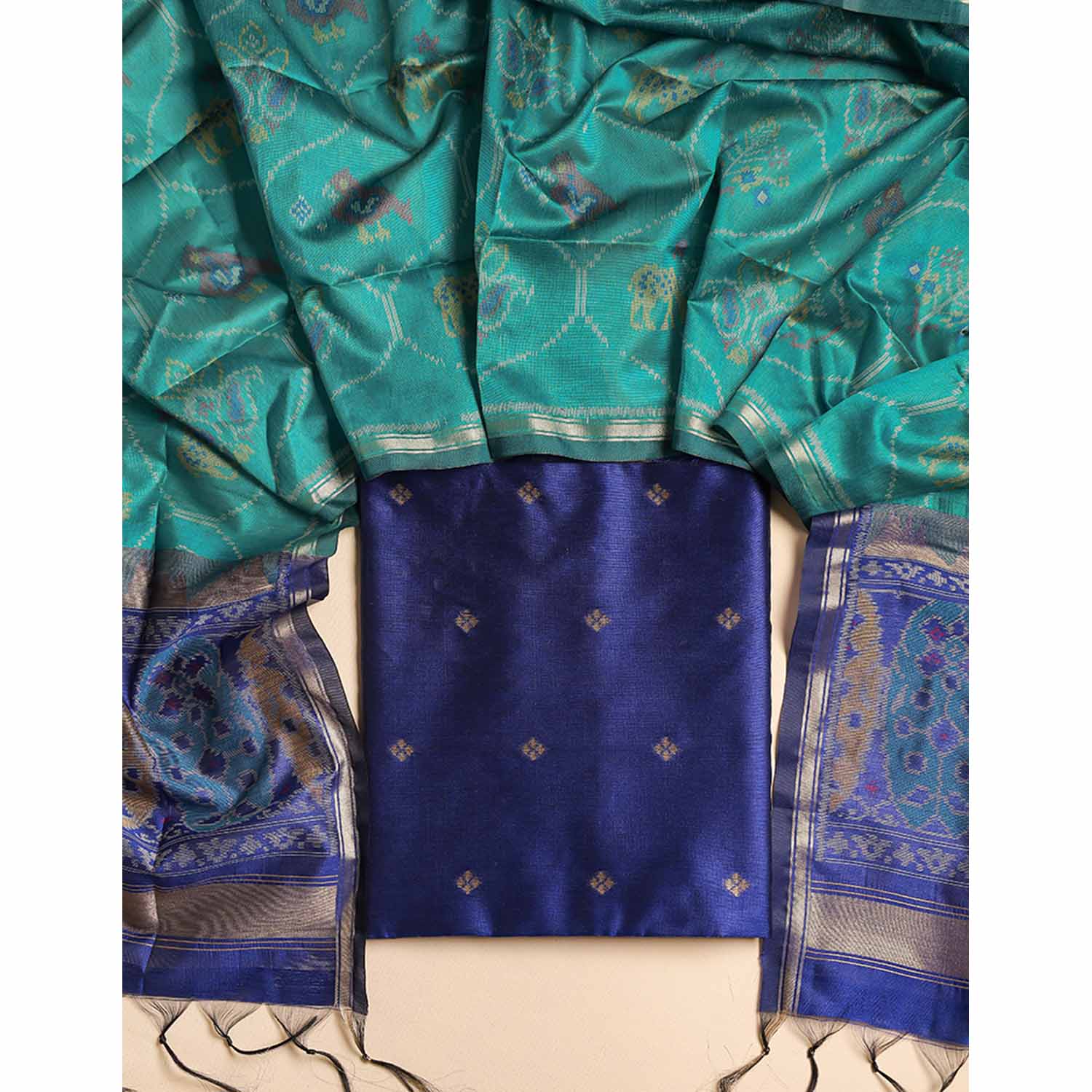 KANCHI SILK TOP WITH IKAT SILK DUPATTA