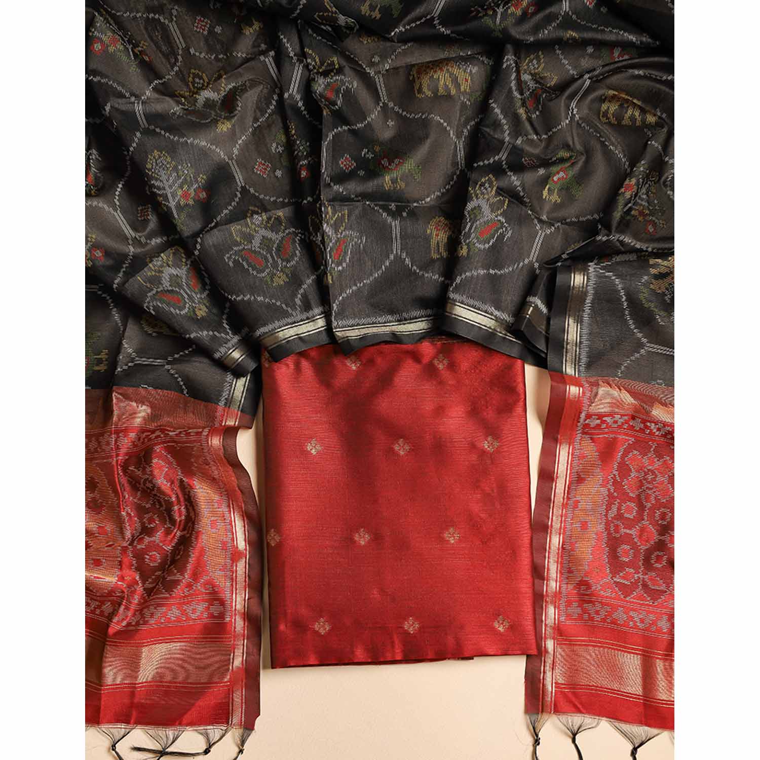 KANCHI SILK TOP WITH IKAT SILK DUPATTA