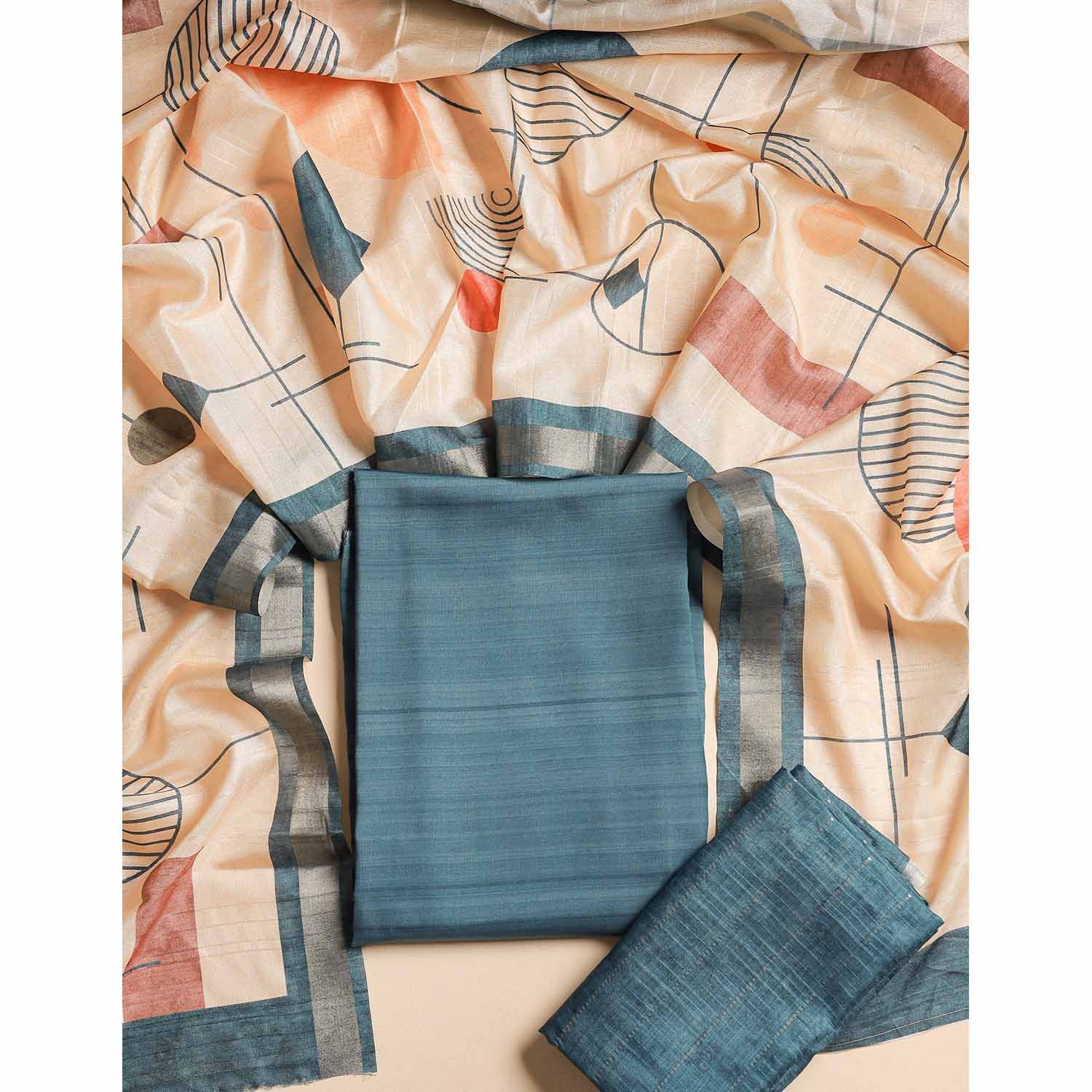 SEMI TUSSAR SUIT SET