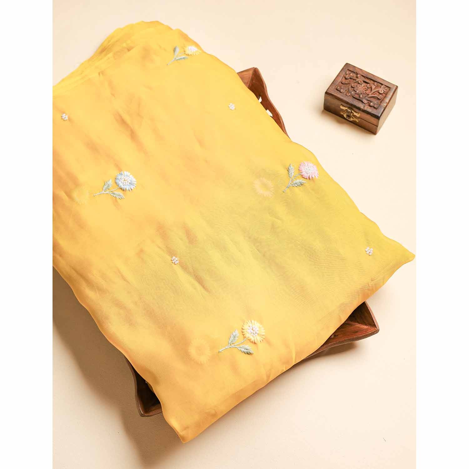 ORGANZA SILK EMBROIDERED FABRIC