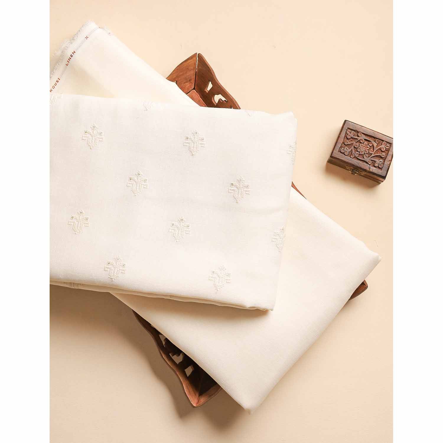 SEMI LINEN EMBROIDERED & PLAIN FABRICS