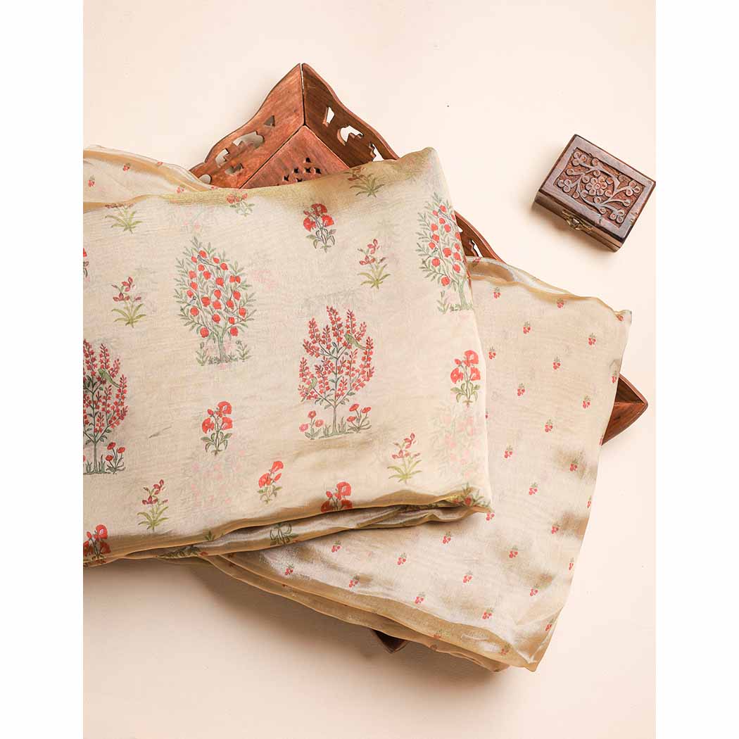 MALAI TISSUE SILK PRINTED FABRIC