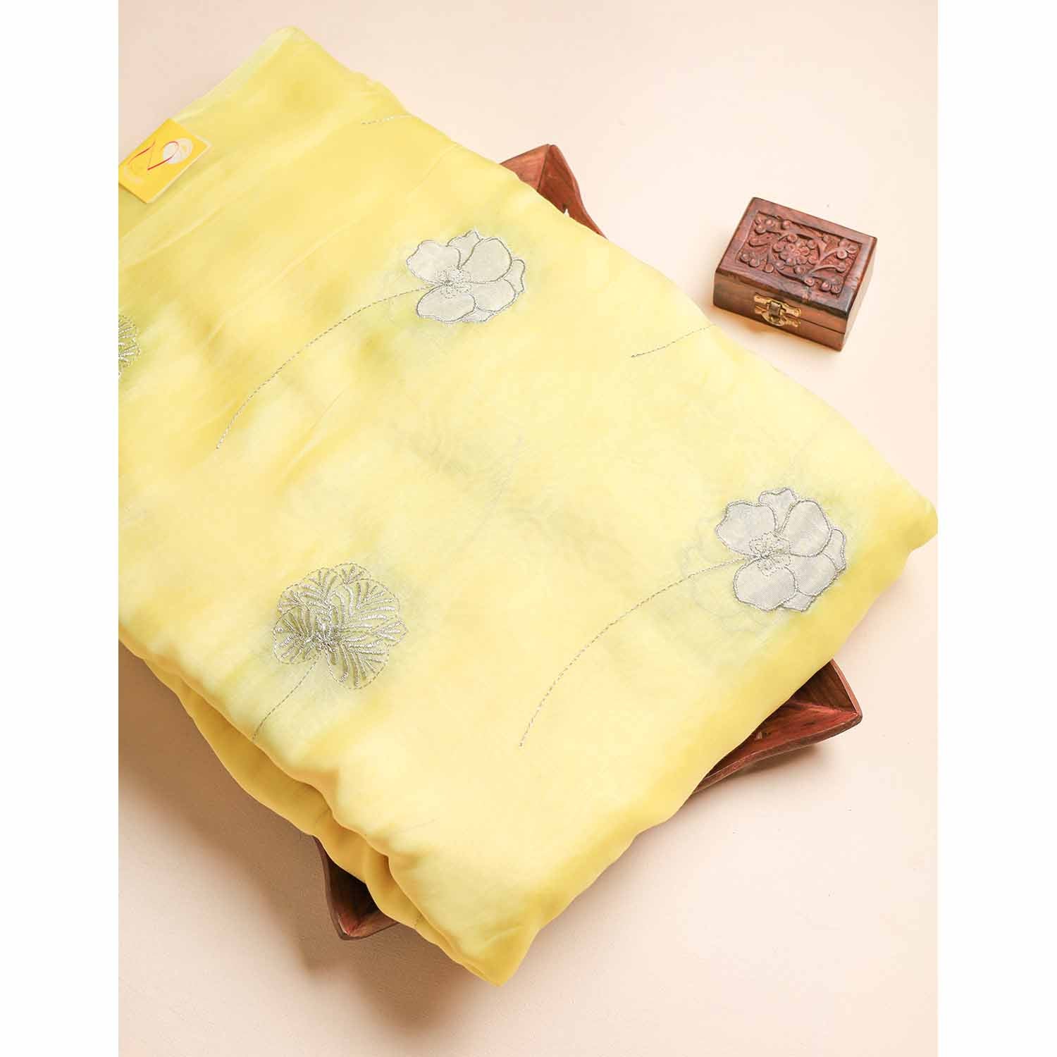 MUL CHANDERI EMBROIDERED FABRIC