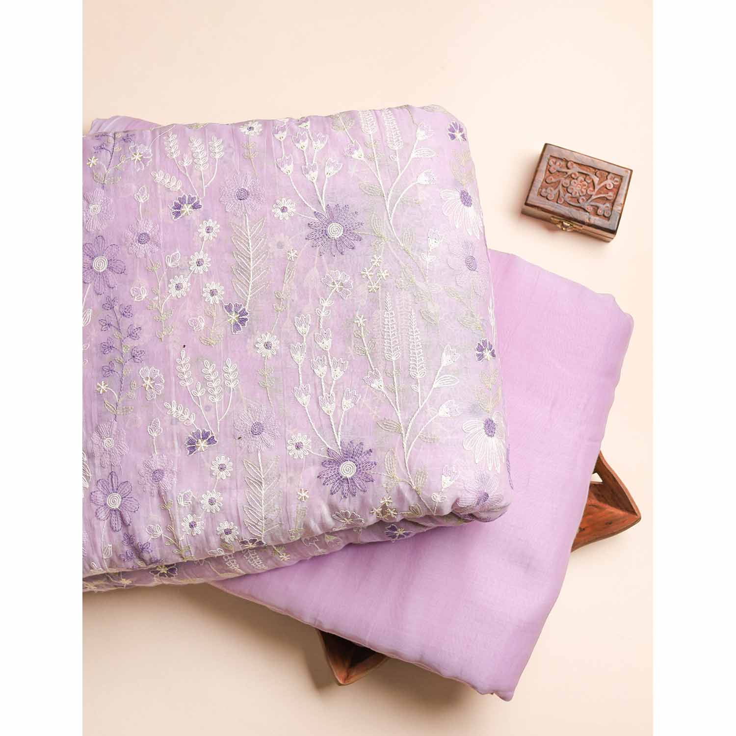 MUL CHANDERI EMBROIDERED FABRICS