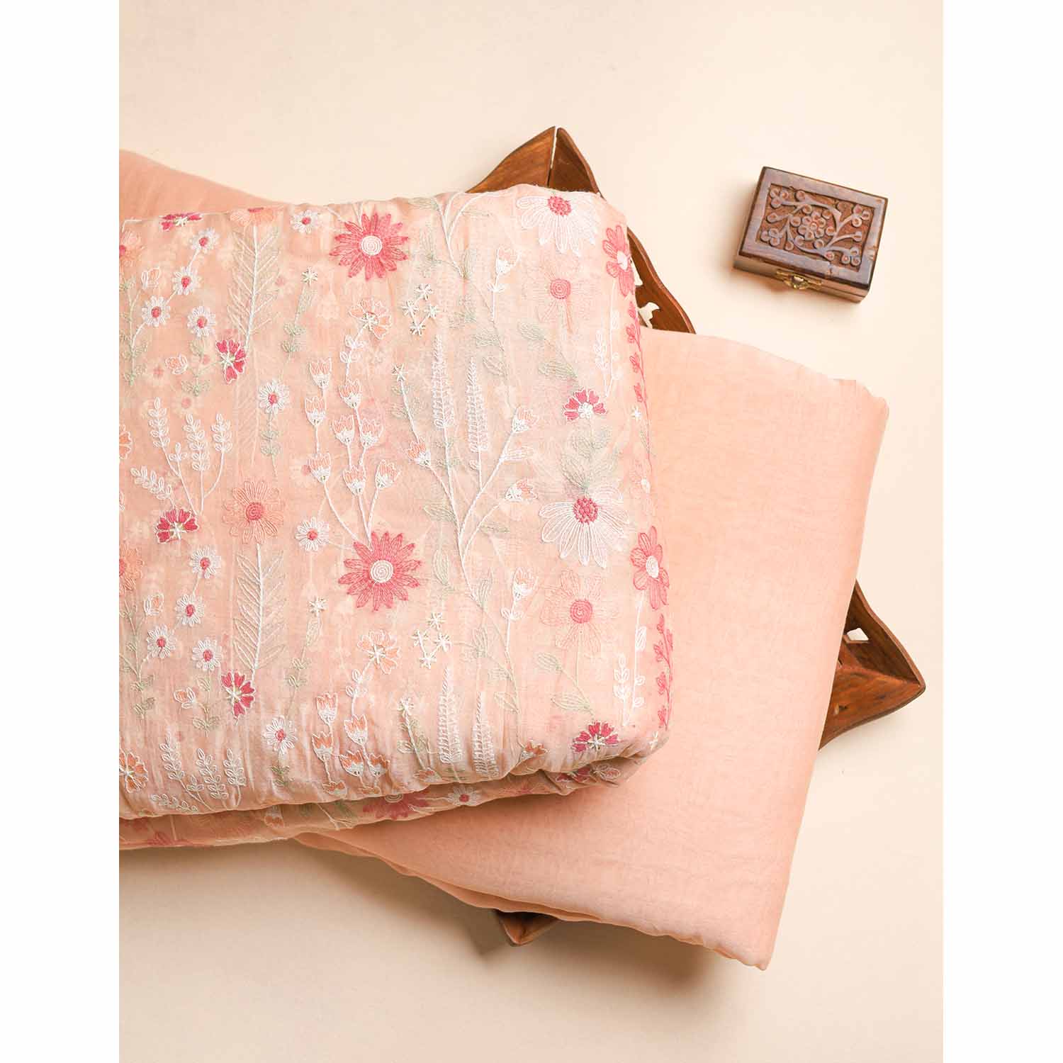 MUL CHANDERI EMBROIDERED FABRICS