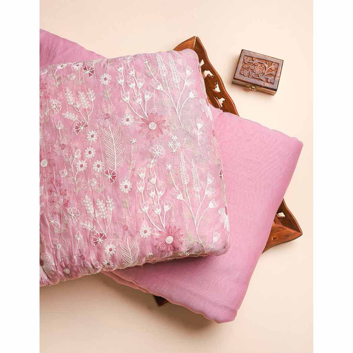 MUL CHANDERI EMBROIDERED FABRICS