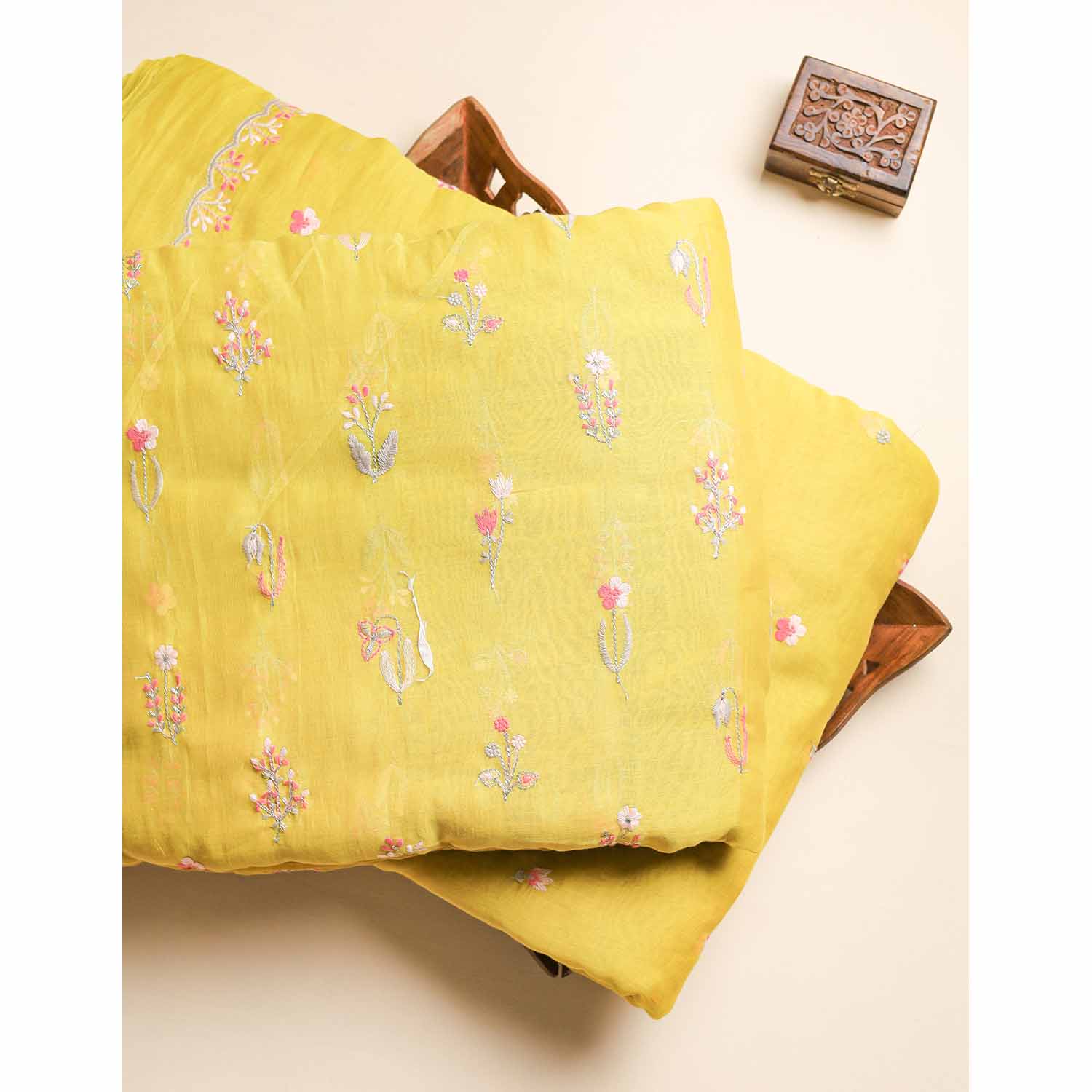 MUL CHANDERI EMBROIDERED FABRICS