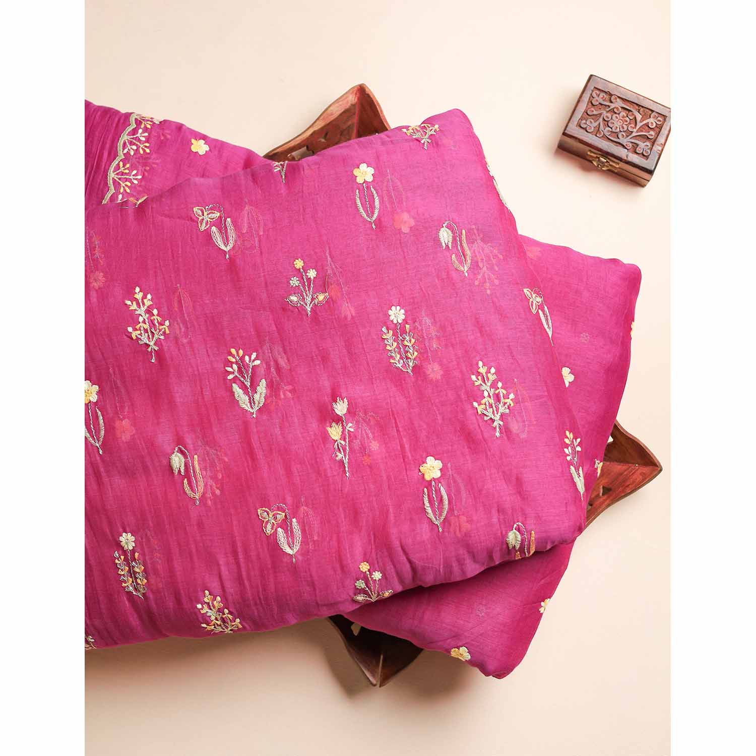 MUL CHANDERI EMBROIDERED FABRICS