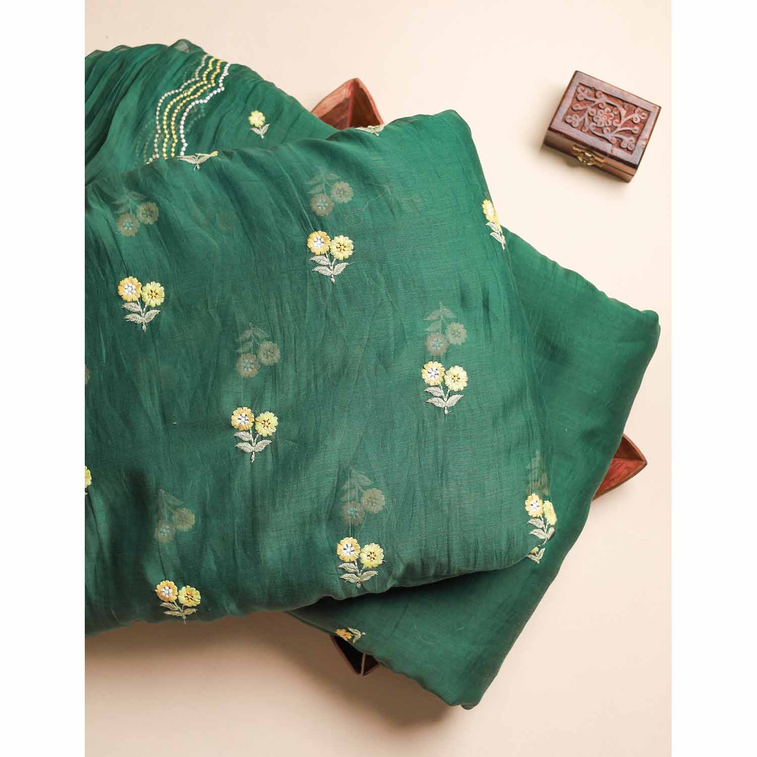 MUL CHANDERI EMBROIDERED FABRICS