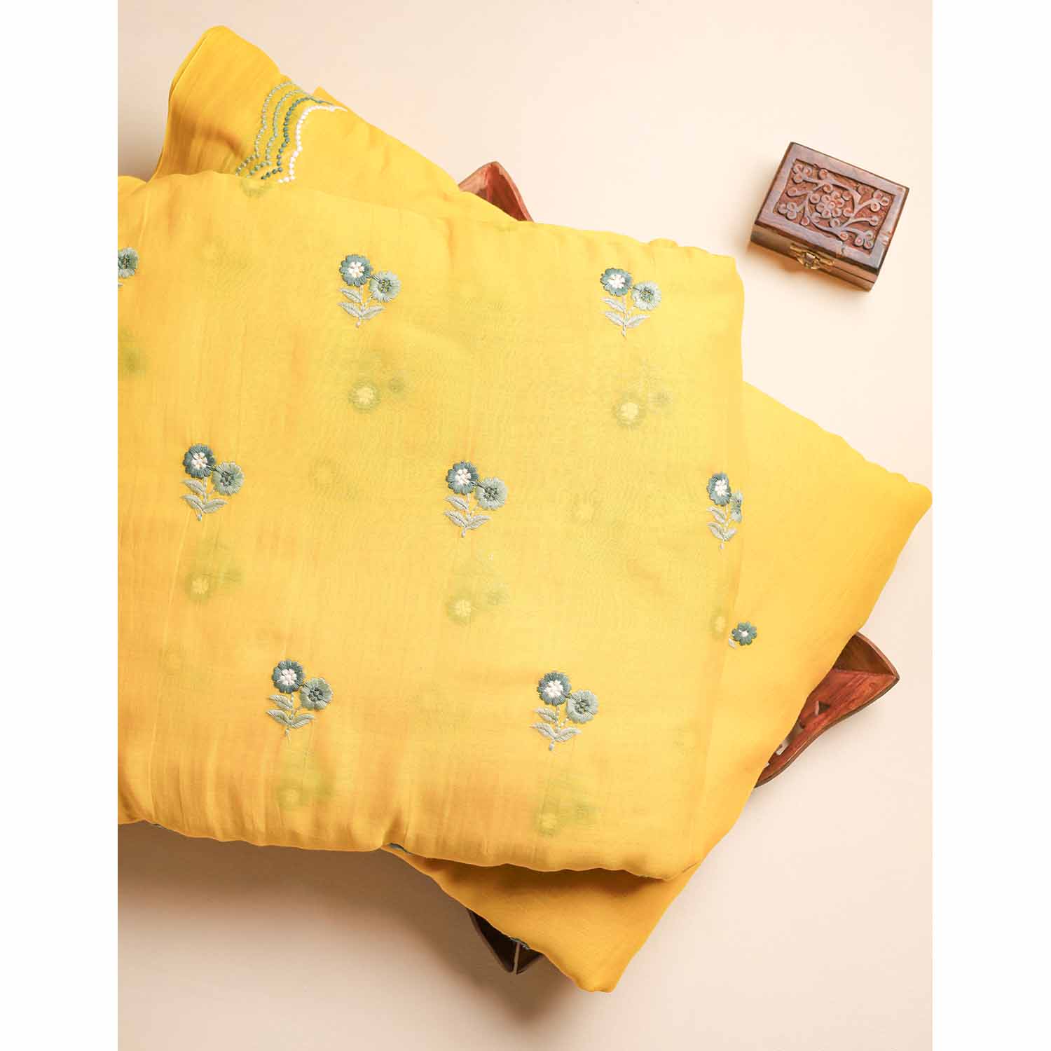 MUL CHANDERI EMBROIDERED FABRICS