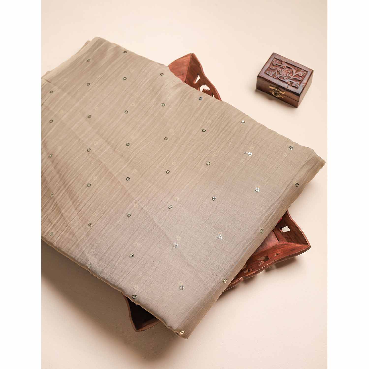 MUL CHANDERI MUKESH WORK FABRIC