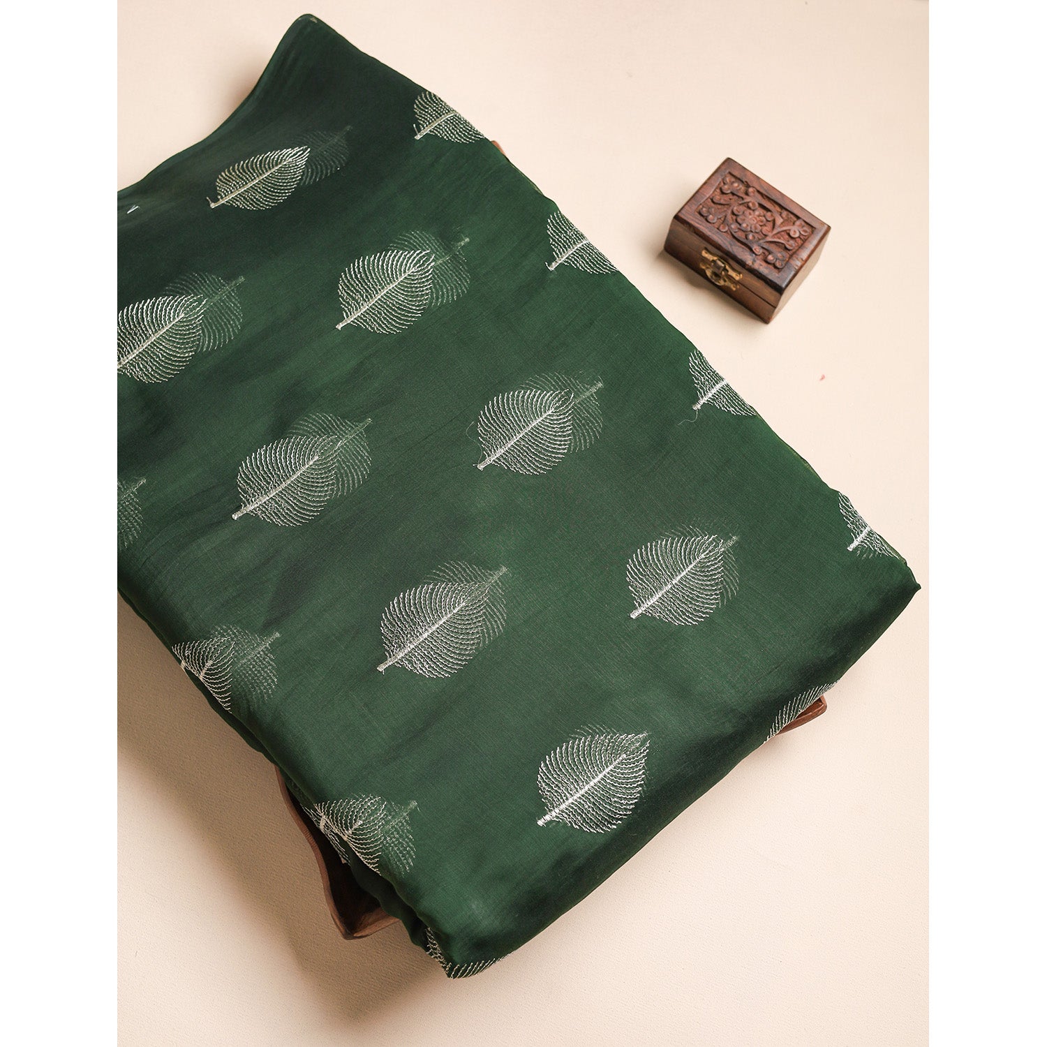 MUL CHANDERI ZARI EMBROIDERED FABRIC